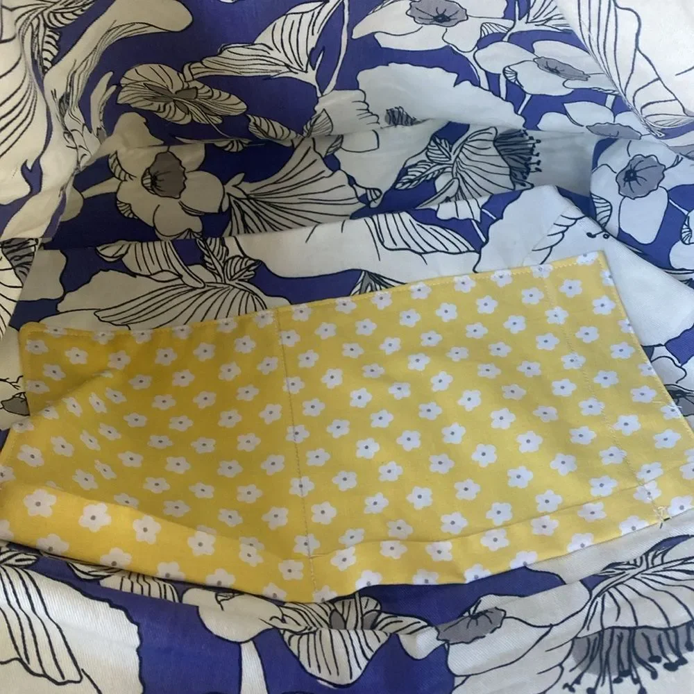 Handmade Floral Purple & White Cotton Sz L Messenger Bag School Shopping Cottage